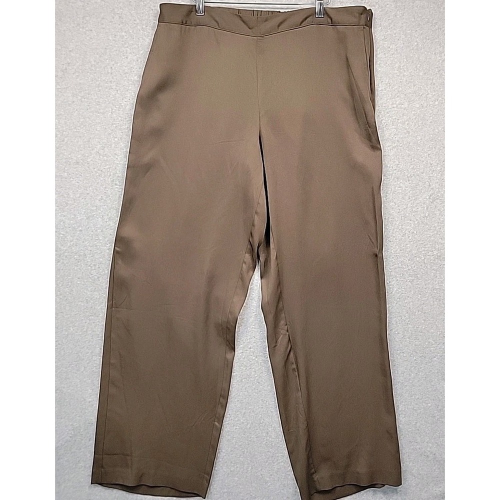 J Jill‎ Lyocell Wide Leg Dressy Pants Shale Brown High Rise Women's Size XL Tall